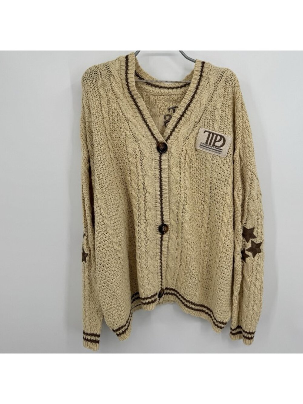 Taylor Swift TTPD Patch Oversized Cardigan Sweater Size XL/2XL